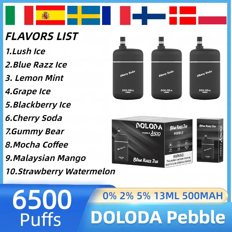 DOLODA Pebble 6500 Puffs 0% 2% 5% Nikotiini laetav ühekordne vape hulgimüük – WINGVAPE – 2
