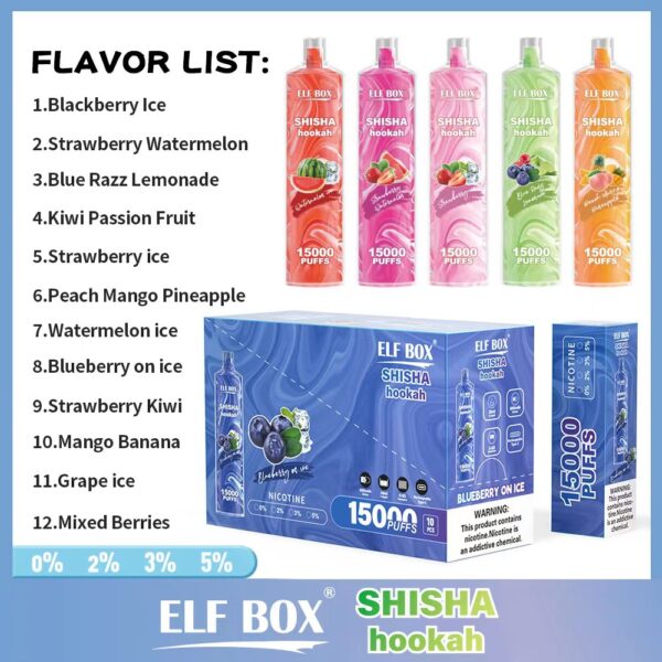 ELF BOX LS15000 Puff Shisha Hookah 0% 2% 5% Nicotine Rechargeable Disposable Vape Wholesale - WINGVAPE - 2