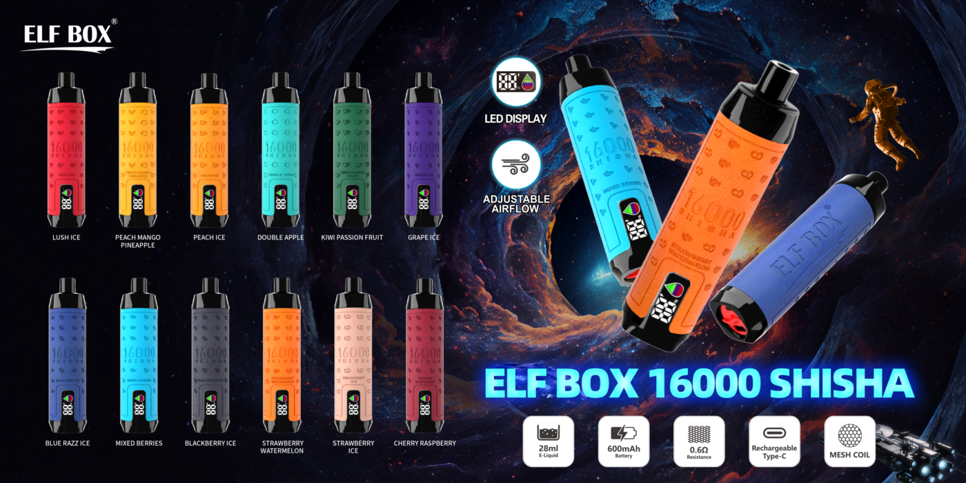 ELF BOX SHISHA 16000 Puffs 0%/2%/3%/5% Vente en gros de vape jetable rechargeable à la nicotine - WINGVAPE - 1