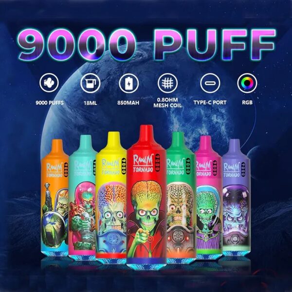 RandM Tornado 9000 Puffs 0% 2% 3% 5% Nicotine Disposable Vape Wholesale - WINGVAPE - 1