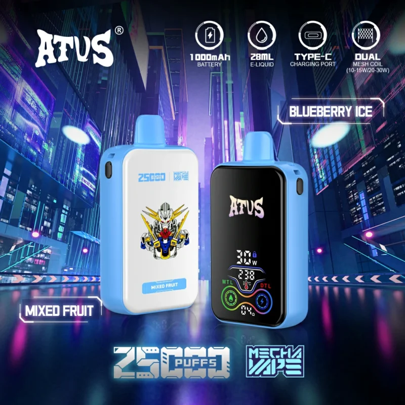 ATVS 25000 Puffs Dual Mesh 5% Stylo à vape jetable rechargeable à faible teneur en nicotine Acheter en gros