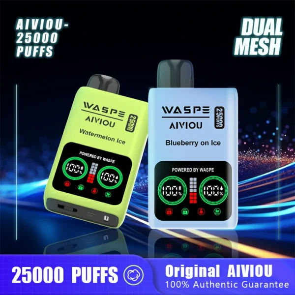 WASPE 25000 PUFFS Dual Mesh Box 0% 2% 5% Low Nicotine LED Display Rechargeable Disposable Vapes Pen Bulk Buy Wholesale - WINGVAPE - 1