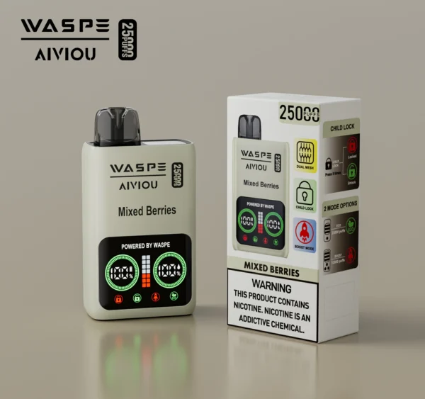 WASPE 25000 PUFFS Dual Mesh Box 0% 2% 5% Low Nicotine LED Display Rechargeable Disposable Vapes Pen Bulk Buy Wholesale - WINGVAPE - 10