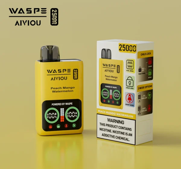 WASPE 25000 PUFFS Dual Mesh Box 0% 2% 5% Low Nicotine LED Display Rechargeable Disposable Vapes Pen Bulk Buy Wholesale - WINGVAPE - 9