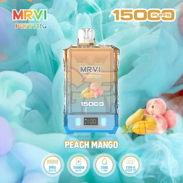 MRVI Puffing 15000 Puffs Pantalla digital de malla dual 2% 5% Vapes desechables recargables con bajo nivel de nicotina Pluma Compra a granel al por mayor - WINGVAPE - 7